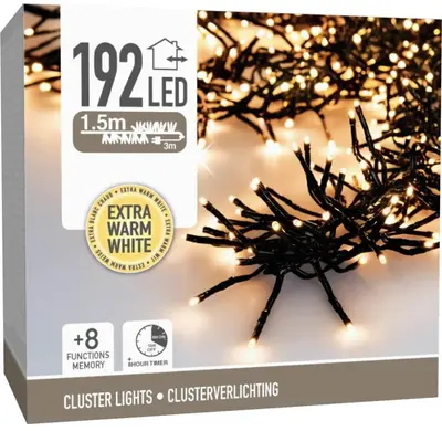 Kerstverlichting Cluster 192 LED 1,4 meter extra warm wit - afbeelding 1