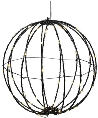 Kerstverlichting LED bol 50 lampjes zwart Ø 20cm, gouden gloed - afbeelding 1