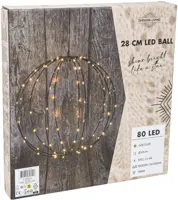 Kerstverlichting LED bol 80 lampjes zwart Ø 28cm, gouden gloed - afbeelding 1