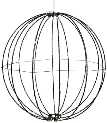 Kerstverlichting LED bol 90 lampjes zwart Ø 38cm, gouden gloed - afbeelding 1