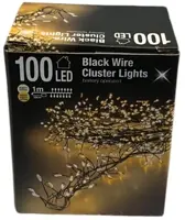 Kerstverlichting LED cluster 100 lampjes zwart draad 1m - afbeelding 1