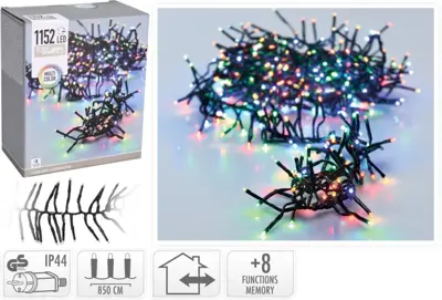 Kerstverlichting LED cluster 1152 lampjes 8,5m, multicolor - afbeelding 1