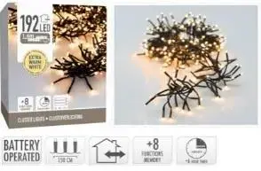 Kerstverlichting LED cluster 192 lampjes 1,4m, extra warm wit - afbeelding 1
