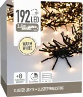 Kerstverlichting LED cluster 192 lampjes 1,4m, warm wit - afbeelding 1