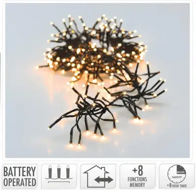 Kerstverlichting LED cluster 192 lampjes 1,4m, warm wit - afbeelding 5