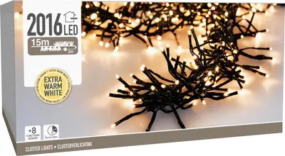 Kerstverlichting LED cluster 2016 lampjes 14,6m, extra warm wit - afbeelding 2