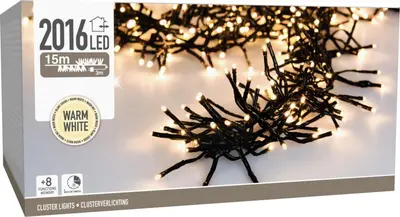 Kerstverlichting LED cluster 2016 lampjes 14,6m, warm wit - afbeelding 2