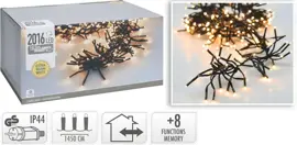 Kerstverlichting LED cluster 2016 lampjes 14m, extra warm wit - afbeelding 2