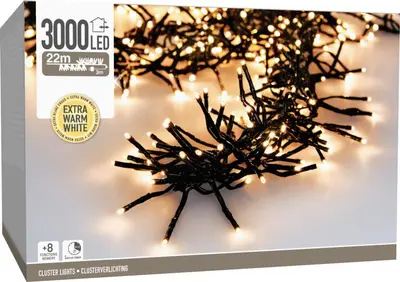 Kerstverlichting LED cluster 3000 lampjes 22m, warm wit - afbeelding 2