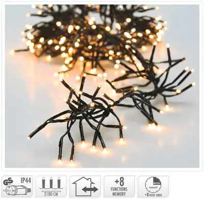 Kerstverlichting LED cluster 3000 lampjes 22m, warm wit - afbeelding 1