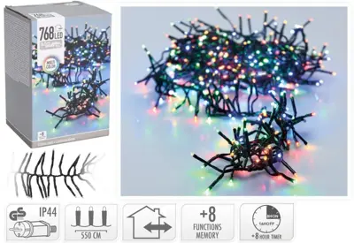 Kerstverlichting LED cluster 768 lampjes 5,5m, multicolor - afbeelding 2