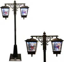 Kerstverlichting LED dubbellantaarn bewegend met muziek zwart 1,88m - afbeelding 2