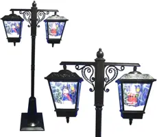Kerstverlichting LED dubbellantaarn bewegend met muziek zwart 1,88m - afbeelding 1