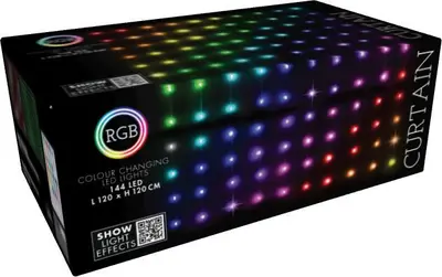 Kerstverlichting LED gordijn met 144 RGB-lampjes 1,2m, multicolor - afbeelding 3