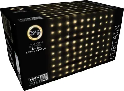 Kerstverlichting LED gordijn met 400 lampjes 2m, warm wit - afbeelding 3