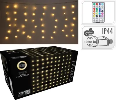 Kerstverlichting LED gordijn met 400 lampjes 2m, warm wit - afbeelding 4