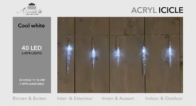Kerstverlichting LED ijspegel 40 lampjes wit 600 cm - afbeelding 1