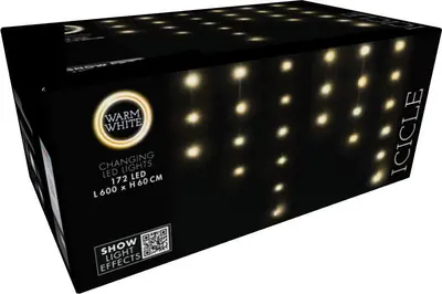 Kerstverlichting LED ijspegels 172 lampjes 6m, warm wit - afbeelding 3