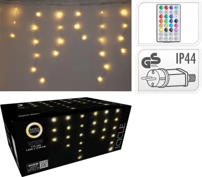 Kerstverlichting LED ijspegels 172 lampjes 6m, warm wit - afbeelding 4