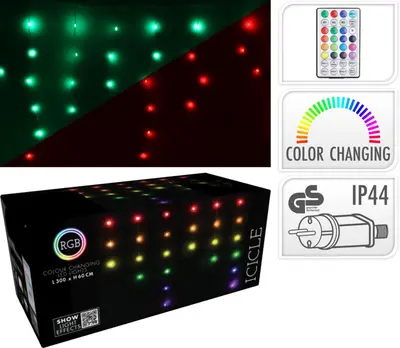 Kerstverlichting LED ijspegels 85 RGB-lampjes 3m, multicolor - afbeelding 4
