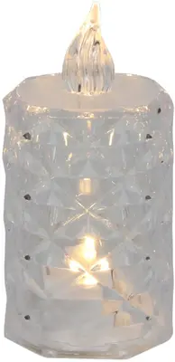 Kerstverlichting LED kaars transparant geometrisch Ø 3,7 x 8cm - afbeelding 1