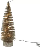 Kerstverlichting LED kerstboom 15 lampjes goud glitter 26cm - afbeelding 1