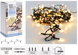 Kerstverlichting LED koppelbaar 100 lampjes 7,5m, extra warm wit - afbeelding 1