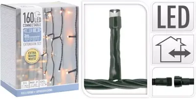 Kerstverlichting LED koppelbaar ijspegels 160 lampjes 3,1m, extra warm wit - afbeelding 2