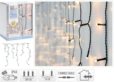 Kerstverlichting LED koppelbaar ijspegels 160 lampjes 3,1m, extra warm wit - afbeelding 3