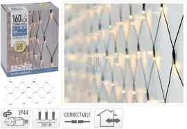 Kerstverlichting LED koppelbaar net 160 lampjes 1 x 2m, extra warm wit - afbeelding 2