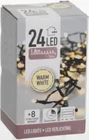 Kerstverlichting LED lichtketting op batterijen 24 lampjes 2m, warm wit - afbeelding 3