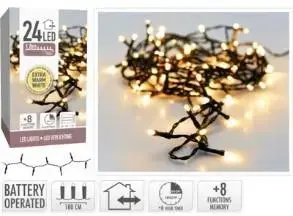 Kerstverlichting LED lichtketting op batterijen 24 lampjes 2m, extra warm wit - afbeelding 1