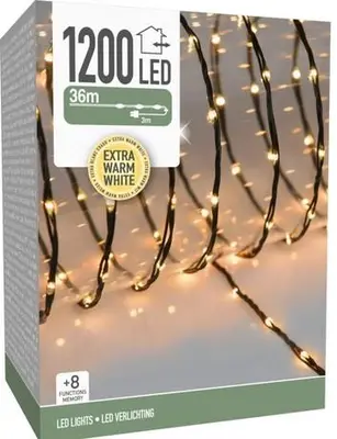 Kerstverlichting LED met 1200 lampjes 39m, extra warm wit - afbeelding 1