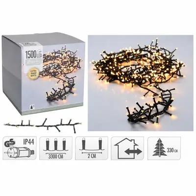 Kerstverlichting LED microcluster 1500 lampjes 30m, extra warm wit - afbeelding 1