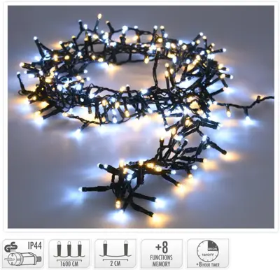 Kerstverlichting LED microcluster 800 lampjes 16m, warm wit - afbeelding 2