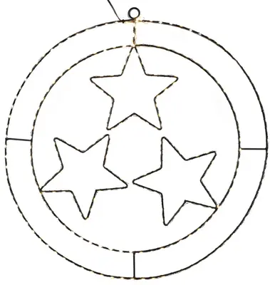Kerstverlichting LED ring met sterren 245 lampjes flash zwart Ø 50cm, gouden gloed - afbeelding 1