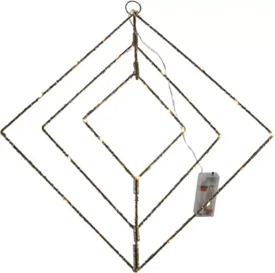 Kerstverlichting LED ruit 40 lampjes zwart Ø 38cm, gouden gloed - afbeelding 1