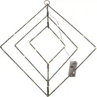 Kerstverlichting LED ruit 40 lampjes zwart Ø 38cm, gouden gloed - afbeelding 1