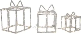 Kerstverlichting LED set 3 cadeaus 160 lampjes acryl 13, 18 & 21cm, warm wit - afbeelding 1