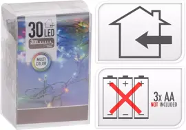 Kerstverlichting LED snoer 30 lampjes 3m, multicolor - afbeelding 1