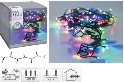 Kerstverlichting LED snoer 720 lampjes 54m, multicolor - afbeelding 1
