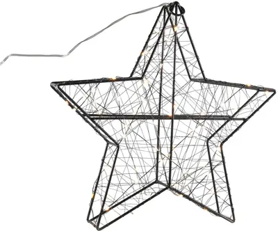 Kerstverlichting LED ster 30 lampjes zwart Ø 30cm, gouden gloed - afbeelding 1