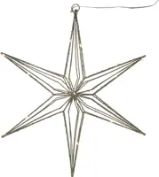 Kerstverlichting LED ster 6 punten 30 lampjes zwart Ø 40cm, gouden gloed - afbeelding 1