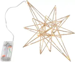 Kerstverlichting LED ster goud 25 lampjes Ø 25 cm met timer - afbeelding 1