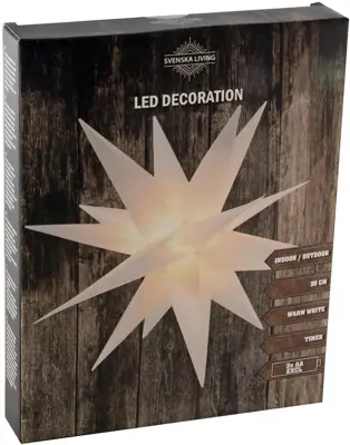 Kerstverlichting LED ster kunststof 4 lampjes Ø 35cm, warm wit - afbeelding 1