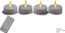 Kerstverlichting LED theelicht jumbo remote wit 4 stuks - afbeelding 1
