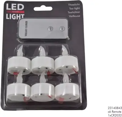 Kerstverlichting LED theelicht remote 6 stuks - afbeelding 1