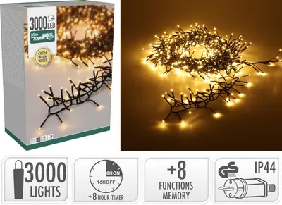 Kerstverlichting LED treecluster met 3000 lampjes extra warm - afbeelding 2