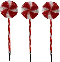 Kerstverlichting LED tuinstekers lollipop 60 lampjes 3 stuks 65cm - afbeelding 1