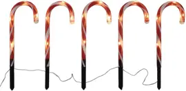 Kerstverlichting LED tuinstekers zuurstok 20 lampjes 5 stuks 38cm - afbeelding 1
